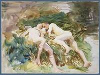 (image for) Handmade Oil painting for home canvas, oil painting framed canvas for living room John Singer Sargenti's art Tommies Bathing 191
